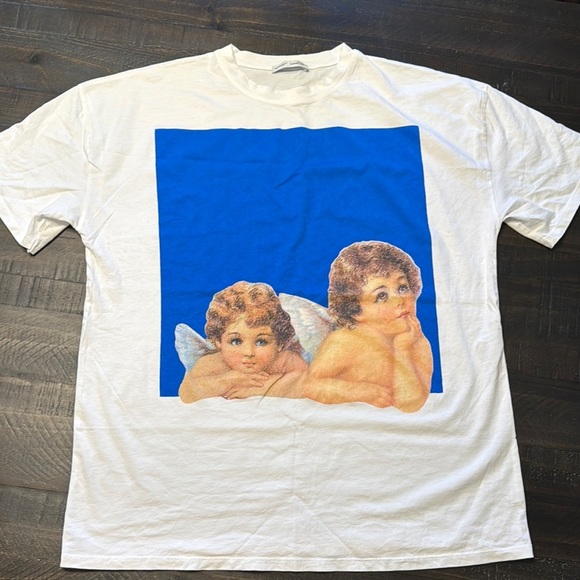 ZARA women short sleeve graphic tshirt with angels size medium - Picture 1 of 12